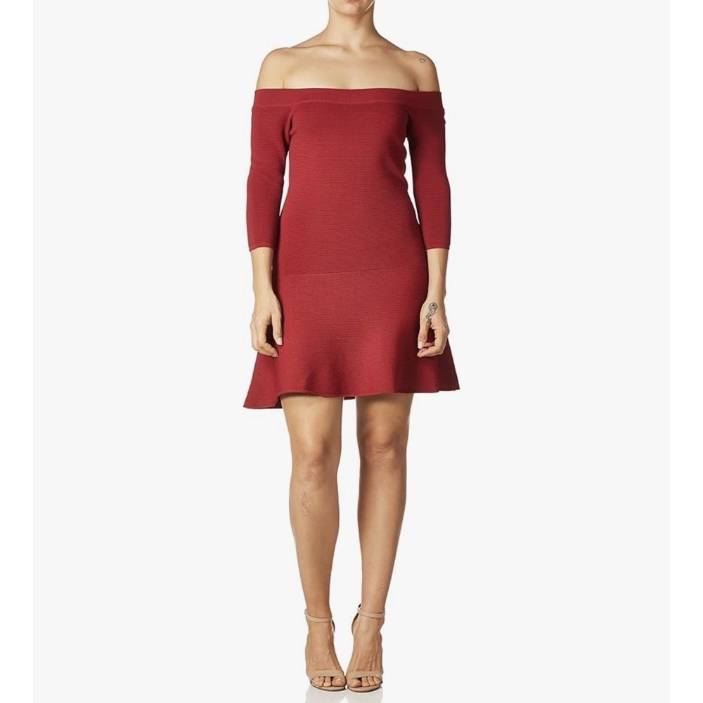 Cupcake And Cashmere Size-M Mini‎ Dress Witley Ribbed Crimson-Red
